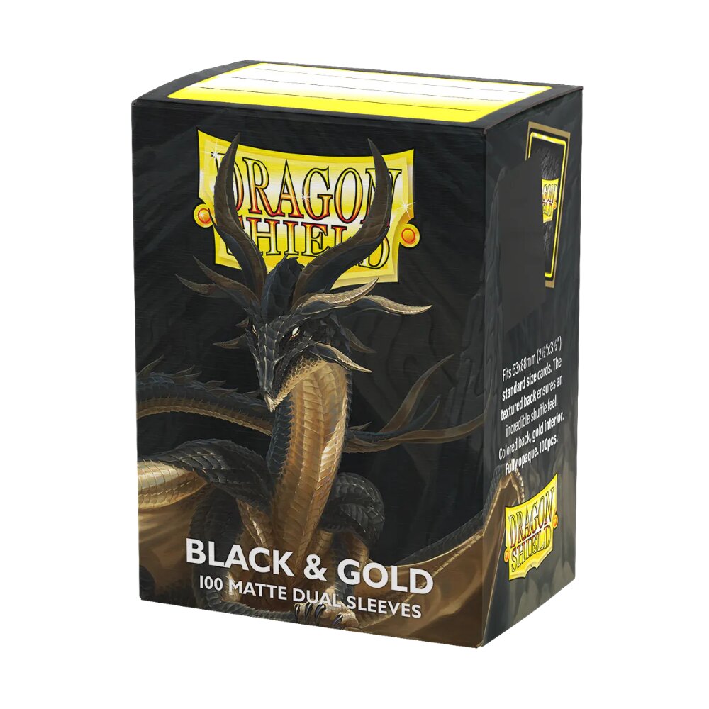 DS Sleeves (100) Matte Dual – Black & Gold