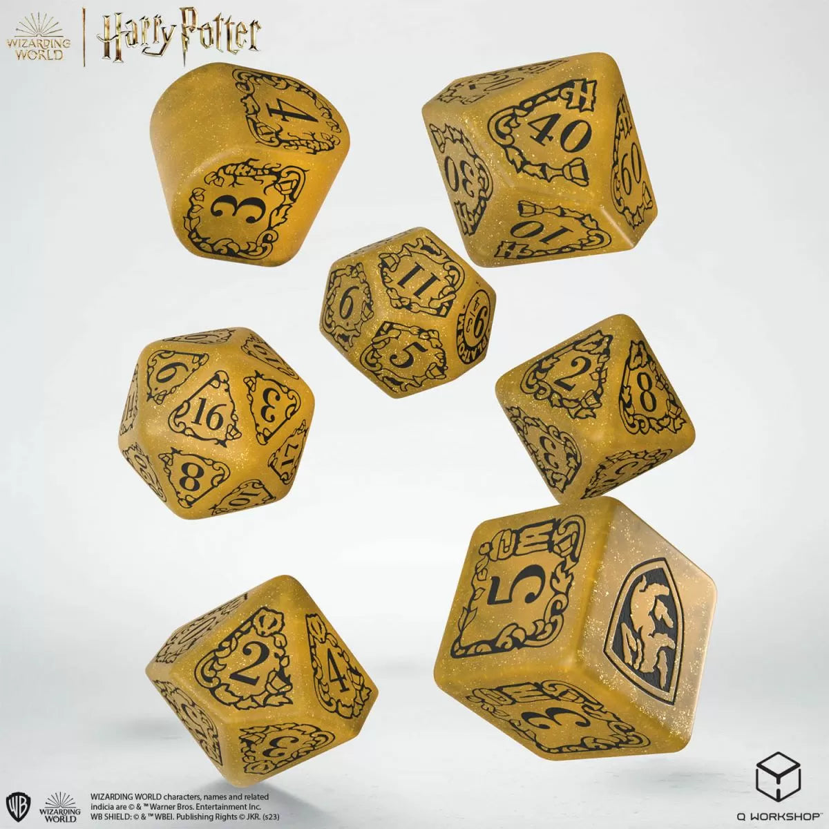 Q Workshop Harry Potter Modern Dice Set - Hufflepuff - Yellow Dice Set 7 | Card Merchant Takapuna