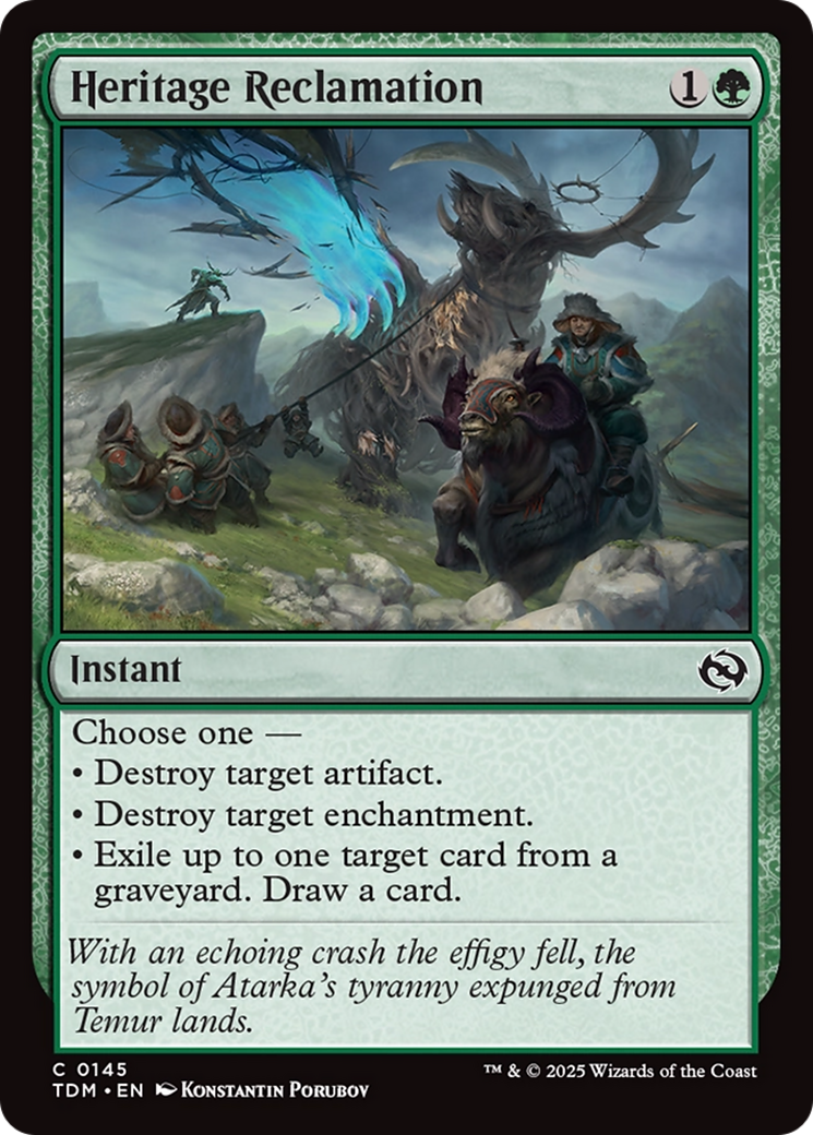 Heritage Reclamation [Tarkir: Dragonstorm] | Card Merchant Takapuna