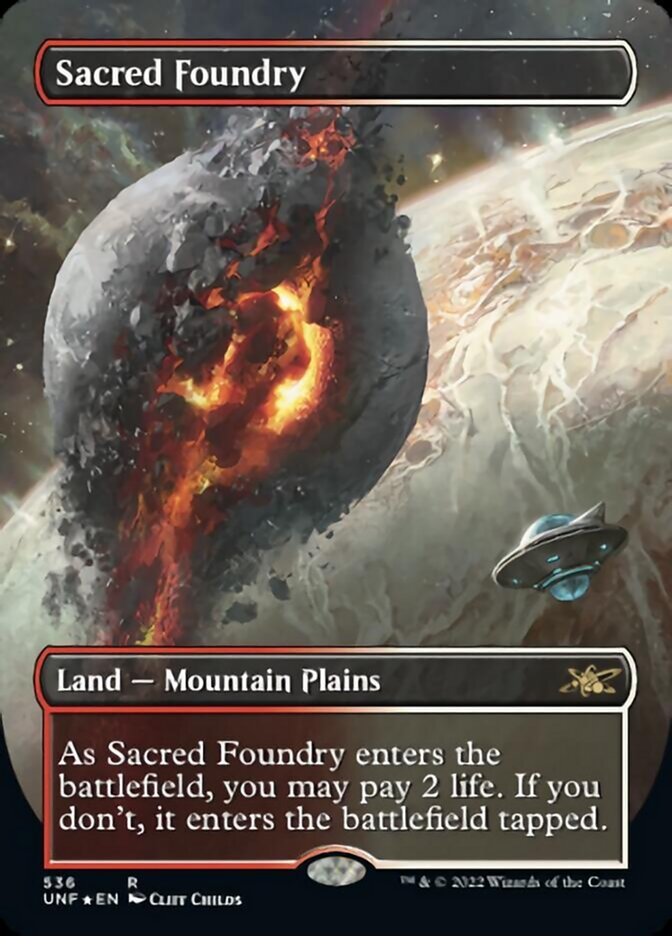 Sacred Foundry (Borderless) (Galaxy Foil) [Unfinity] | Card Merchant Takapuna