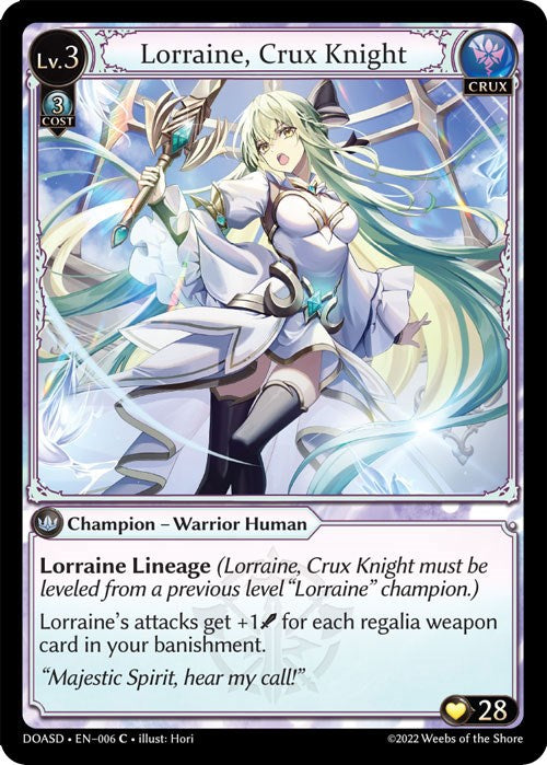 Lorraine, Crux Knight (006) [Dawn of Ashes: Starter Decks] | Card Merchant Takapuna