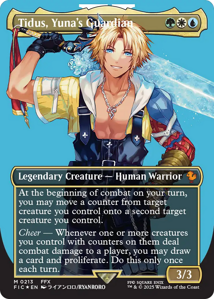 Tidus, Yuna's Guardian (Borderless) (Surge Foil) [FINAL FANTASY Commander] | Card Merchant Takapuna