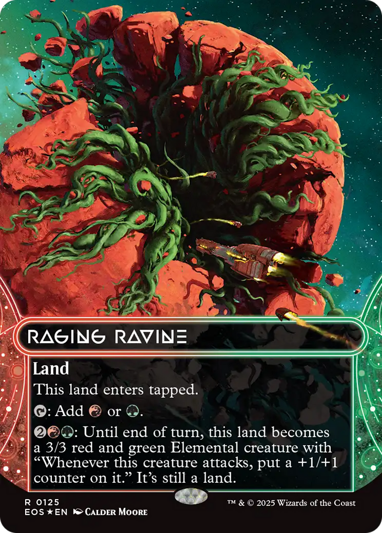 Raging Ravine (0125) (Borderless) (Galaxy Foil) [Edge of Eternities: Stellar Sights] | Card Merchant Takapuna