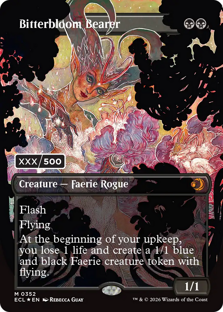 Bitterbloom Bearer (Borderless) (Serial Numbered) [Lorwyn Eclipsed Promos] | Card Merchant Takapuna