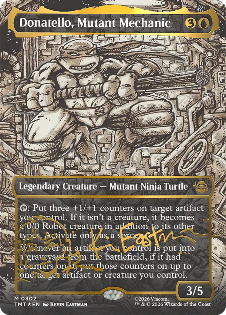 Donatello, Mutant Mechanic (Borderless) (Gold-Stamped Signature) [Teenage Mutant Ninja Turtles] | Card Merchant Takapuna