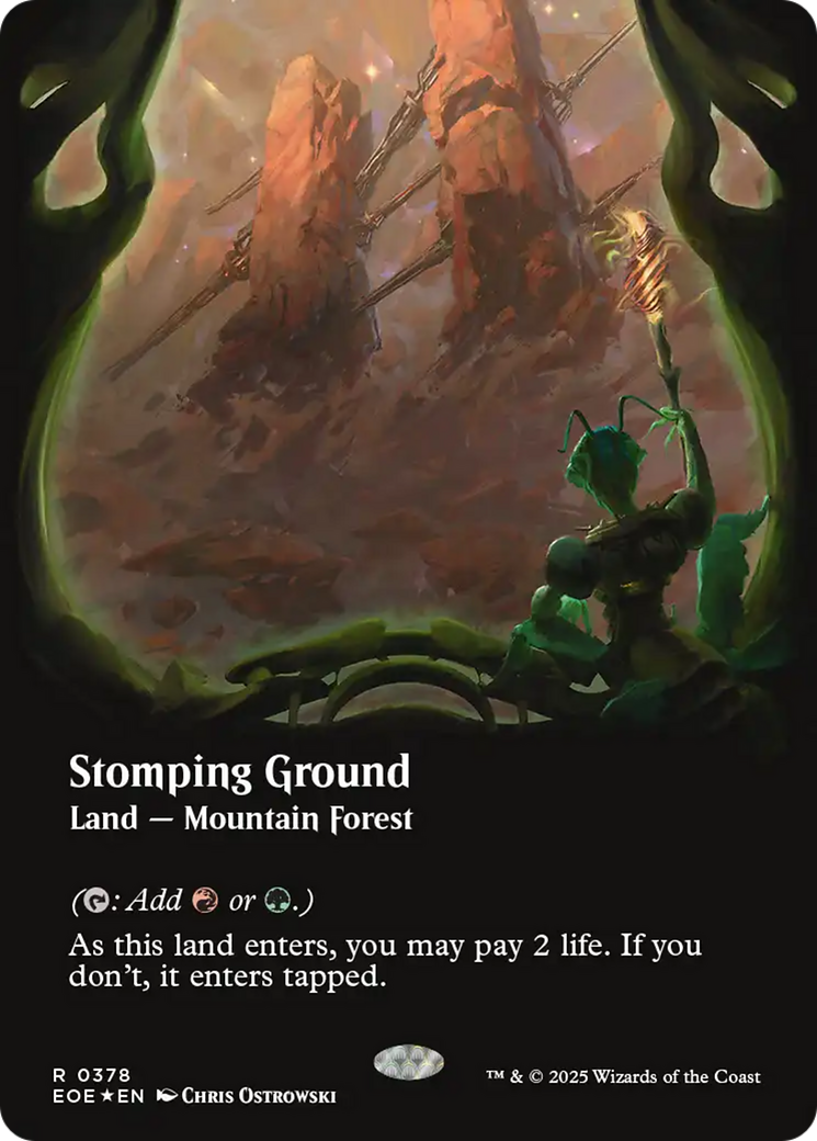 Stomping Ground (Borderless) (Galaxy Foil) [Edge of Eternities] | Card Merchant Takapuna