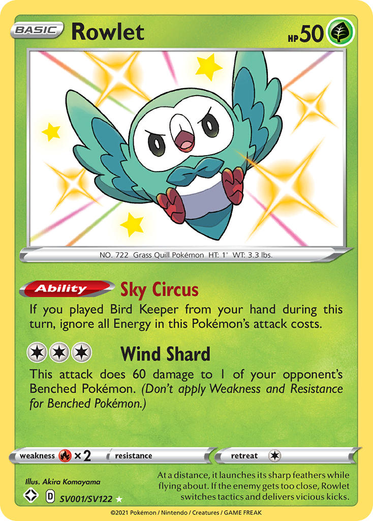 Rowlet (SV001/SV122) [Sword & Shield: Shining Fates] | Card Merchant Takapuna