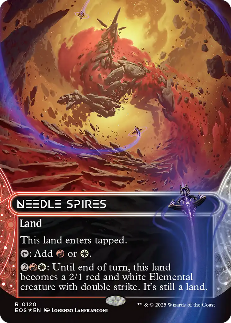 Needle Spires (0120) (Borderless) (Galaxy Foil) [Edge of Eternities: Stellar Sights] | Card Merchant Takapuna