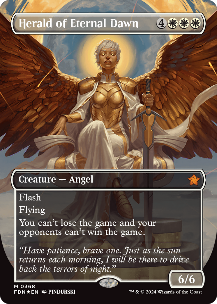 Herald of Eternal Dawn (Borderless) (Mana Foil) [Foundations] | Card Merchant Takapuna