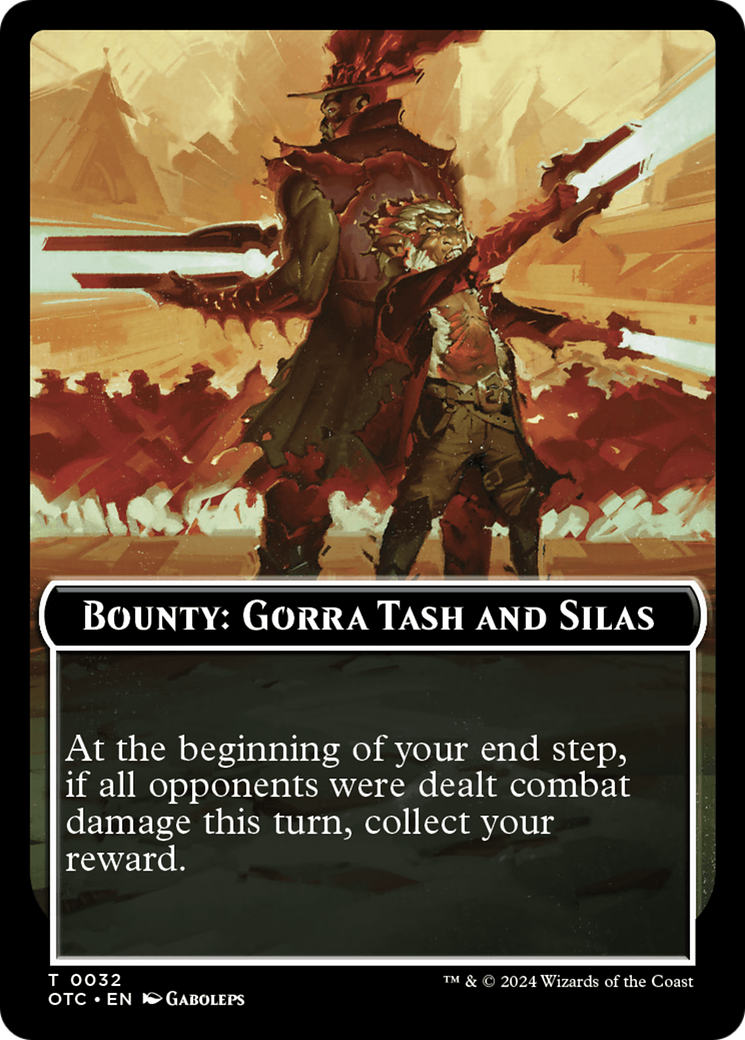 Bounty: Gorra Tash and Silas // Bounty Rules Double-Sided Token [Outlaws of Thunder Junction Commander Tokens] | Card Merchant Takapuna