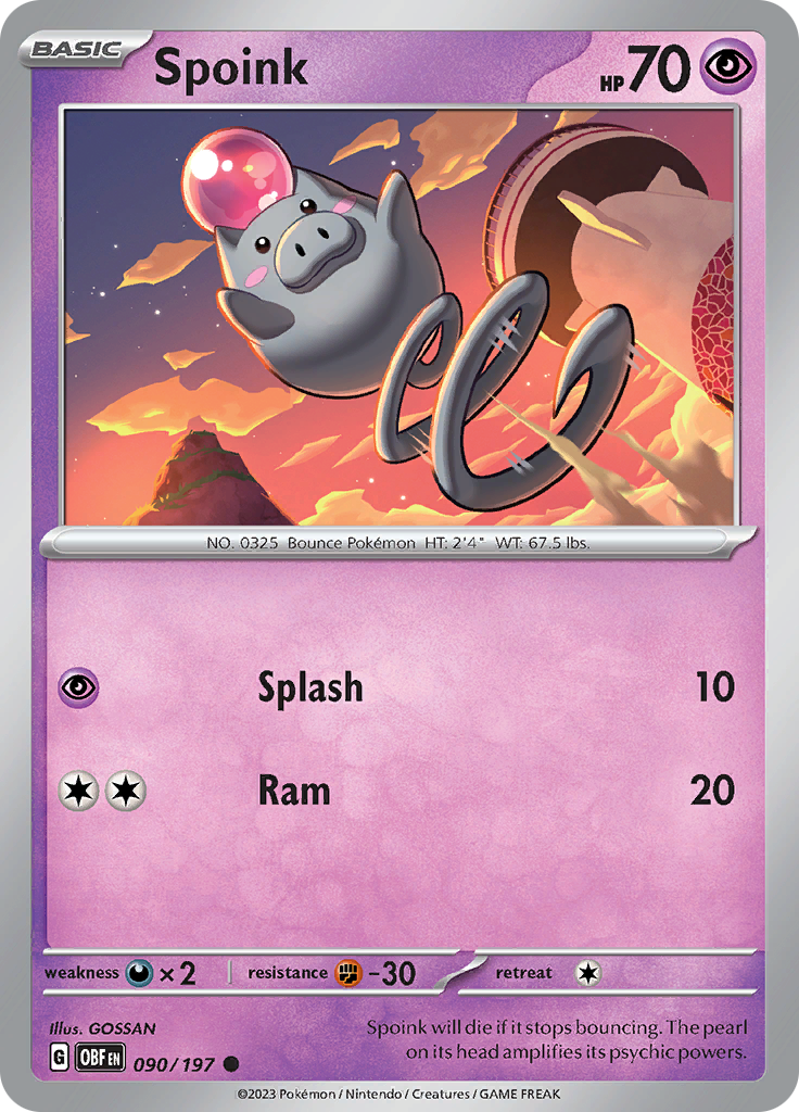 Spoink (090/197) [Scarlet & Violet: Obsidian Flames] | Card Merchant Takapuna