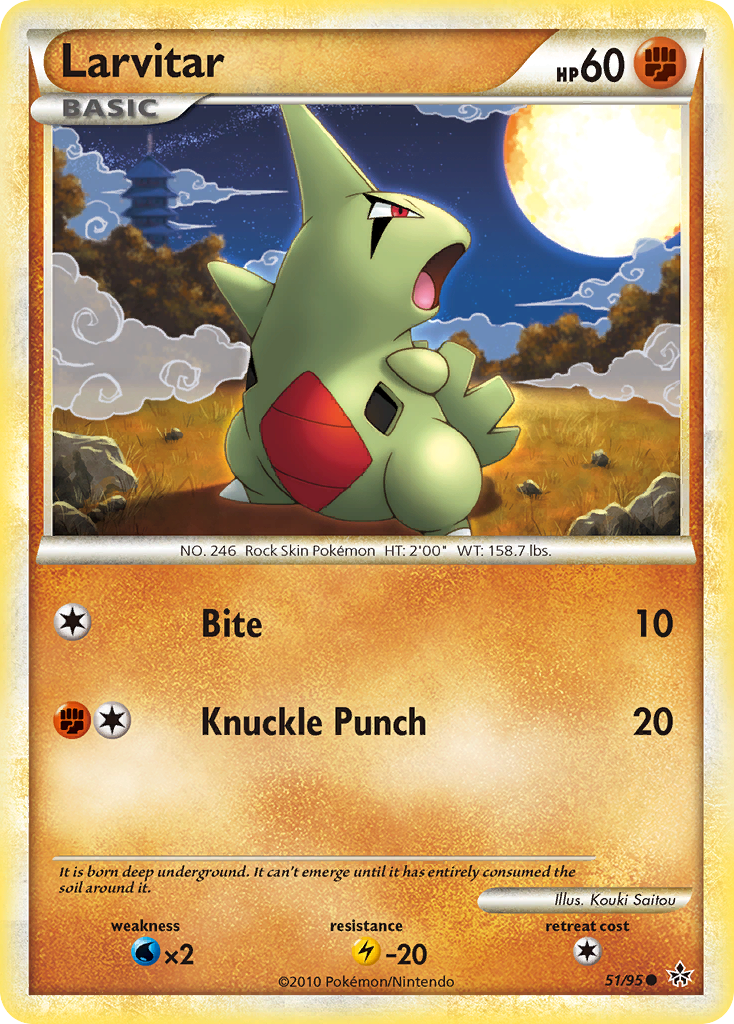 Larvitar (51/95) [HeartGold & SoulSilver: Unleashed] | Card Merchant Takapuna