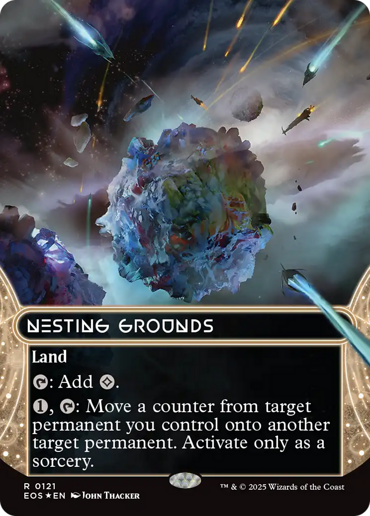 Nesting Grounds (0121) (Borderless) (Galaxy Foil) [Edge of Eternities: Stellar Sights] | Card Merchant Takapuna