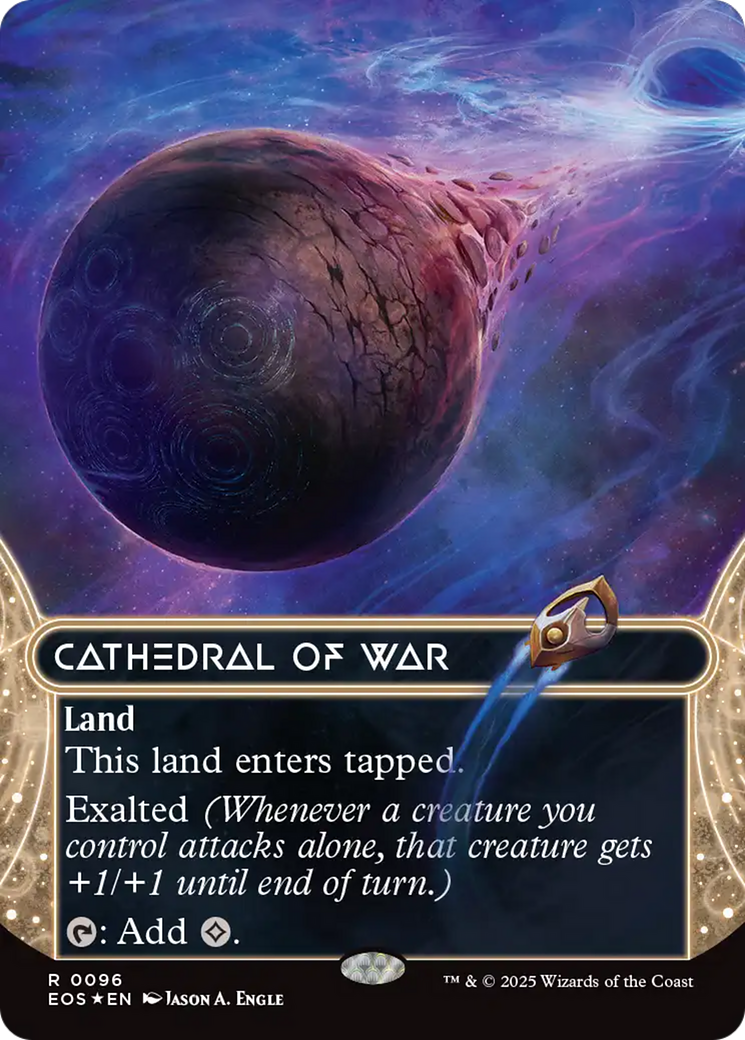 Cathedral of War (0096) (Borderless) (Galaxy Foil) [Edge of Eternities: Stellar Sights] | Card Merchant Takapuna