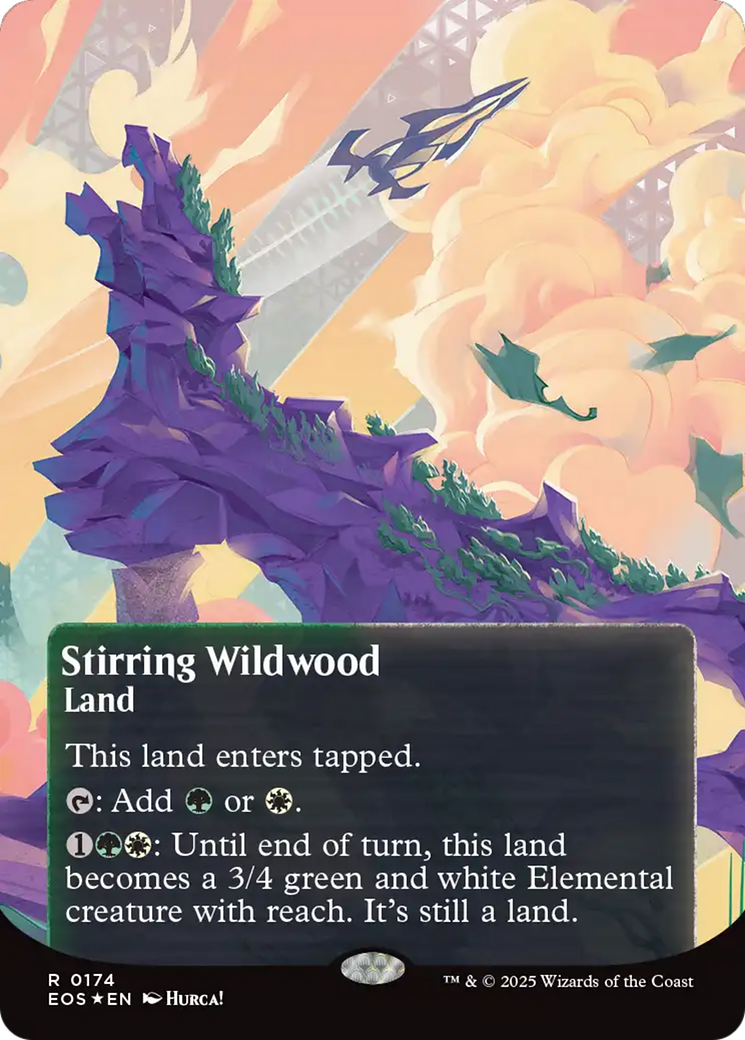 Stirring Wildwood (0174) (Borderless) (Galaxy Foil) [Edge of Eternities: Stellar Sights] | Card Merchant Takapuna