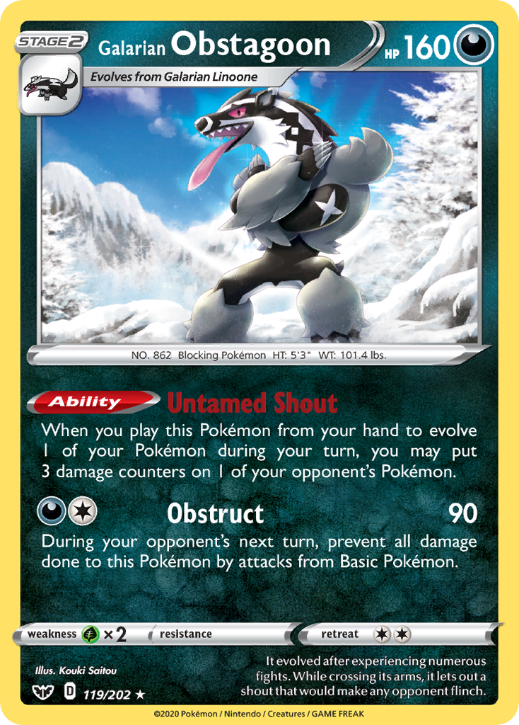 Galarian Obstagoon (119/202) [Sword & Shield: Base Set] | Card Merchant Takapuna