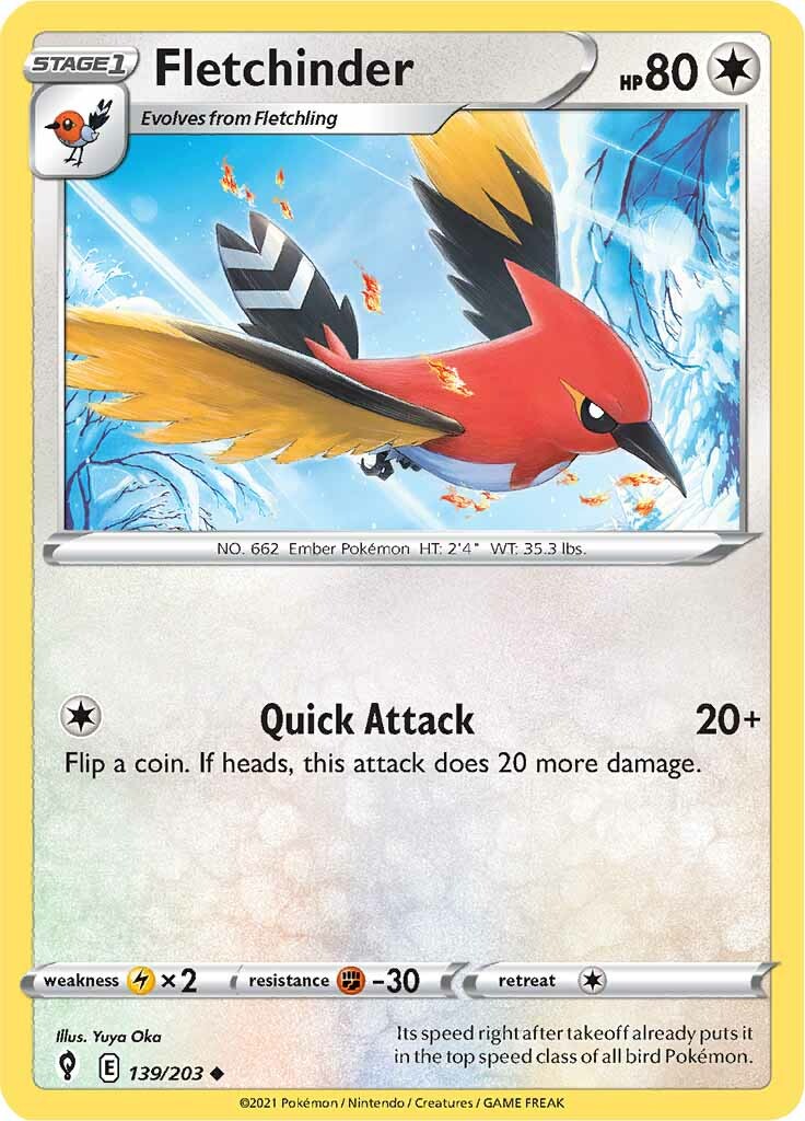 Fletchinder (139/203) [Sword & Shield: Evolving Skies] | Card Merchant Takapuna