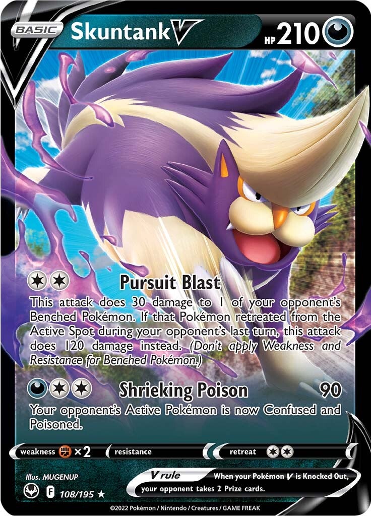 Skuntank V (108/195) [Sword & Shield: Silver Tempest] | Card Merchant Takapuna
