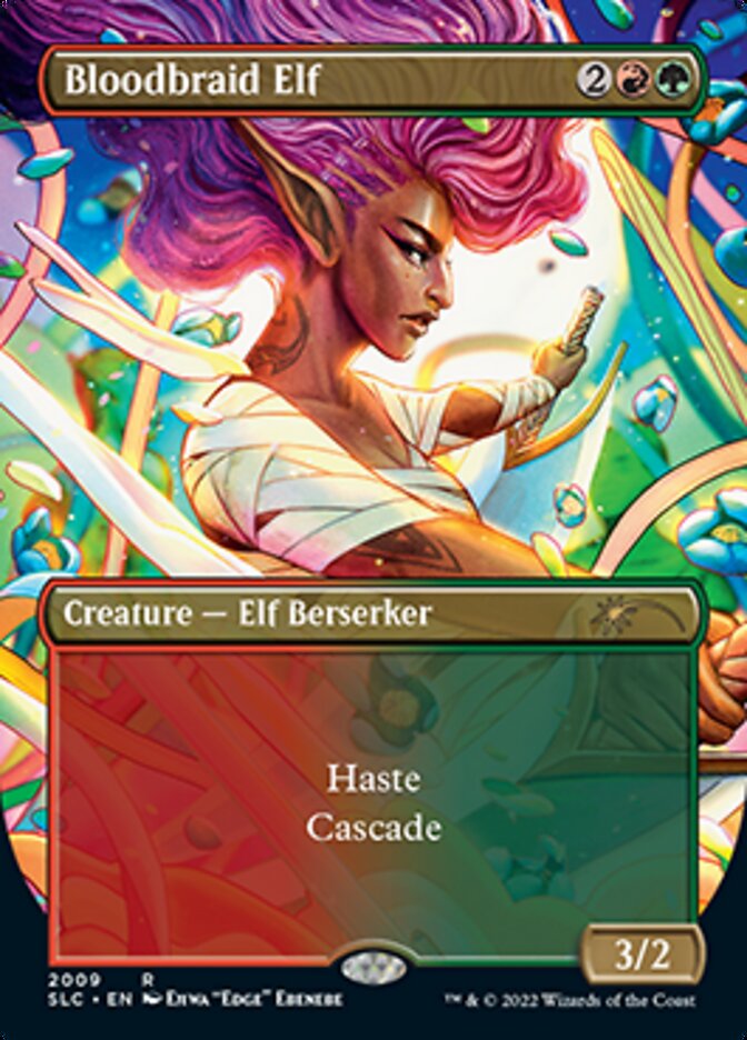 Bloodbraid Elf (Borderless Alternate Art) [Secret Lair Countdown Kit] | Card Merchant Takapuna