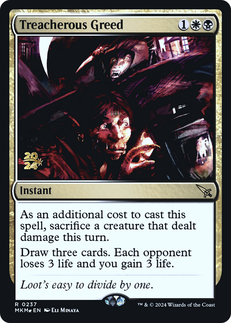 Treacherous Greed [Murders at Karlov Manor Prerelease Promos] | Card Merchant Takapuna