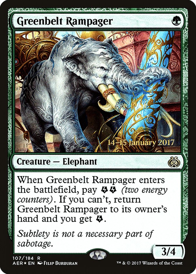 Greenbelt Rampager [Aether Revolt Prerelease Promos] | Card Merchant Takapuna