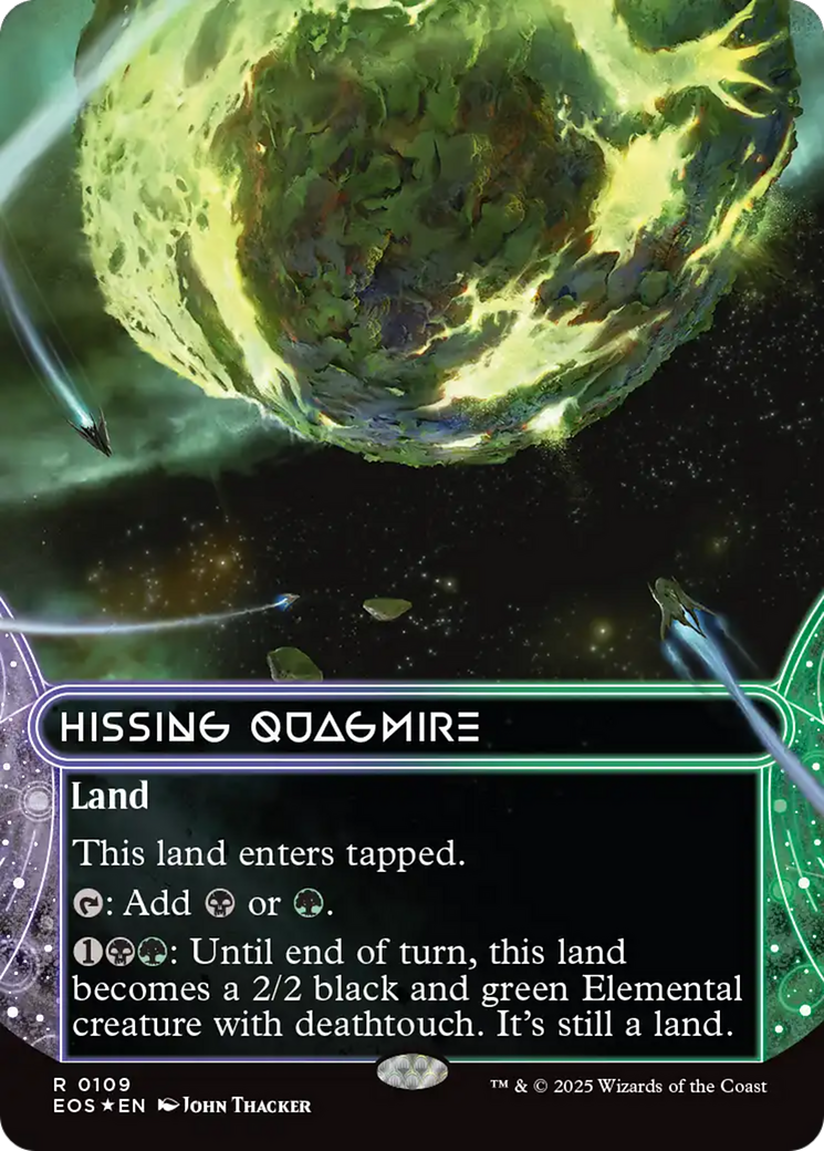 Hissing Quagmire (0109) (Borderless) (Galaxy Foil) [Edge of Eternities: Stellar Sights] | Card Merchant Takapuna