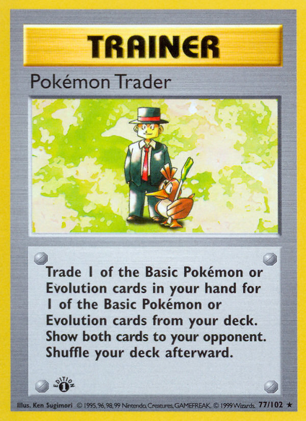 Pokemon Trader (77/102) (Shadowless) [Base Set 1st Edition] | Card Merchant Takapuna