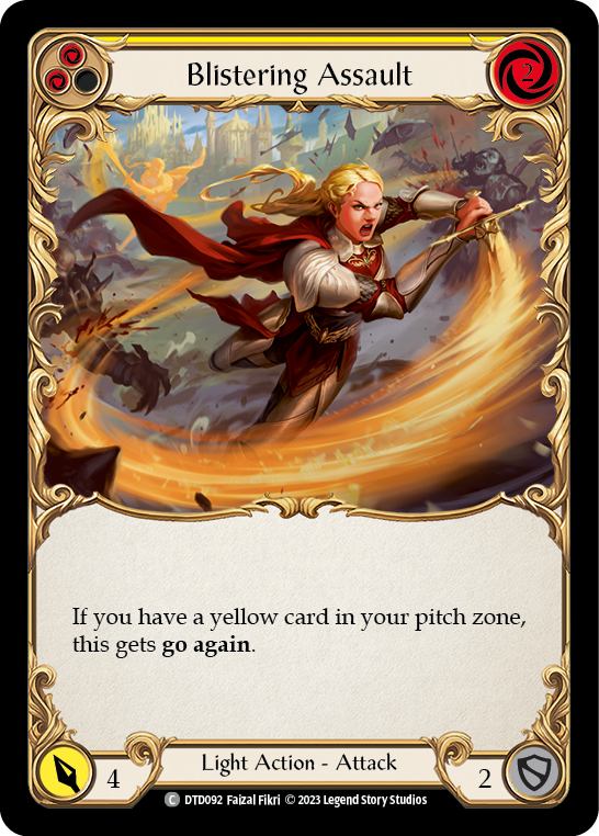 Blistering Assault (Yellow) [DTD092] (Dusk Till Dawn)  Rainbow Foil | Card Merchant Takapuna