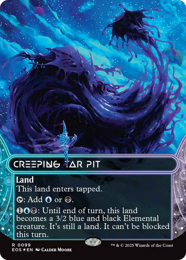 Creeping Tar Pit (0099) (Borderless) (Galaxy Foil) [Edge of Eternities: Stellar Sights] | Card Merchant Takapuna