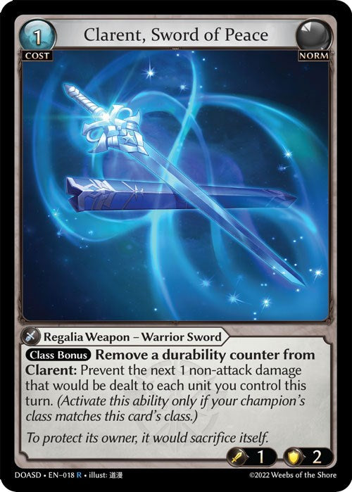 Clarent, Sword of Peace (018) [Dawn of Ashes: Starter Decks] | Card Merchant Takapuna