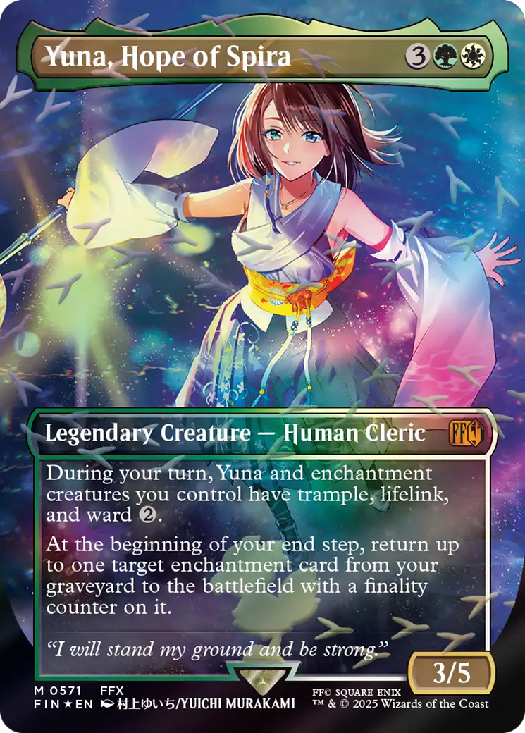 Yuna, Hope of Spira (Borderless) (Chocobo Track Foil) [FINAL FANTASY] | Card Merchant Takapuna