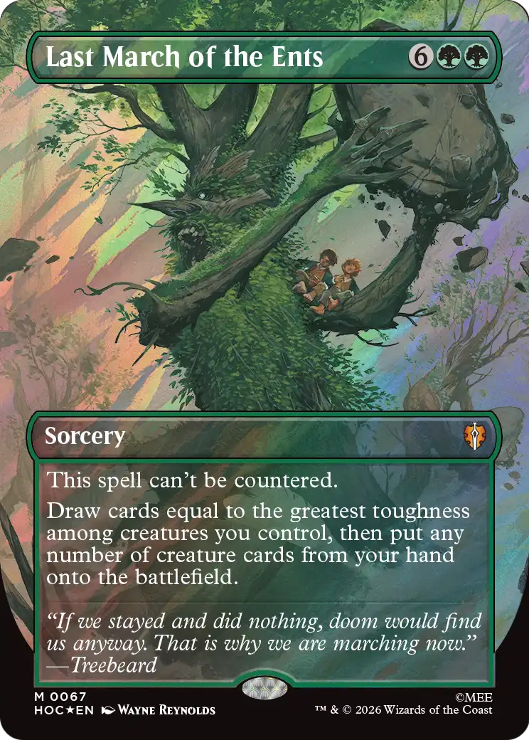Last March of the Ents (Borderless) (Surge Foil) [The Hobbit: Eternal-Legal] | Card Merchant Takapuna