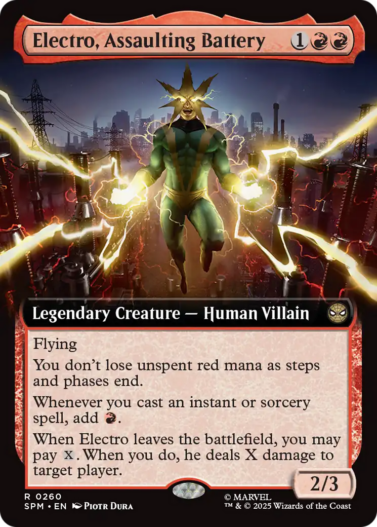 Electro, Assaulting Battery (Extended Art) [Marvel's Spider-Man] | Card Merchant Takapuna