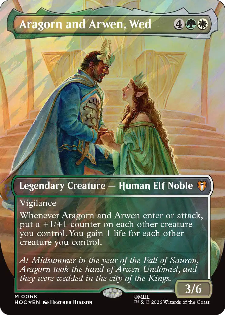 Aragorn and Arwen, Wed (Borderless) (Surge Foil) [The Hobbit: Eternal-Legal] | Card Merchant Takapuna