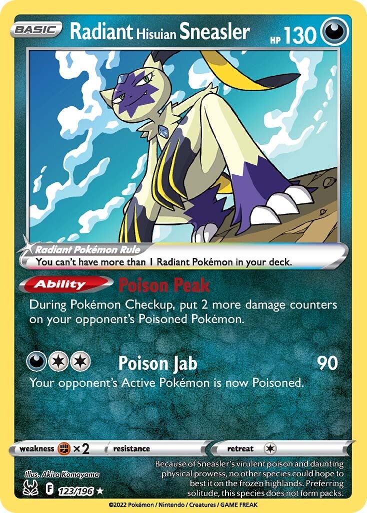 Radiant Hisuian Sneasler (123/196) [Sword & Shield: Lost Origin] | Card Merchant Takapuna