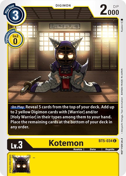 Kotemon [BT5-034] (Tamer Party Vol. 5) [Battle of Omni Promos] | Card Merchant Takapuna