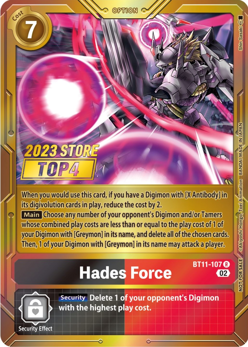 Hades Force [BT11-107] (2023 Store Top 4) [Dimensional Phase Promos] | Card Merchant Takapuna