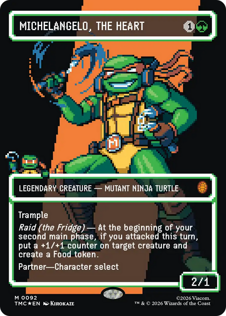 Michelangelo, the Heart (0093) (Borderless) (Surge Foil) [Teenage Mutant Ninja Turtles Commander] | Card Merchant Takapuna