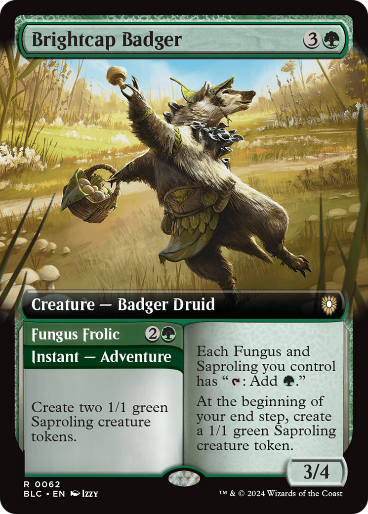 Brightcap Badger // Fungus Frolic (Extended Art) [Bloomburrow Commander] | Card Merchant Takapuna