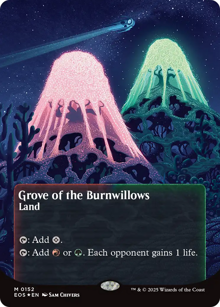 Grove of the Burnwillows (0152) (Borderless) (Galaxy Foil) [Edge of Eternities: Stellar Sights] | Card Merchant Takapuna
