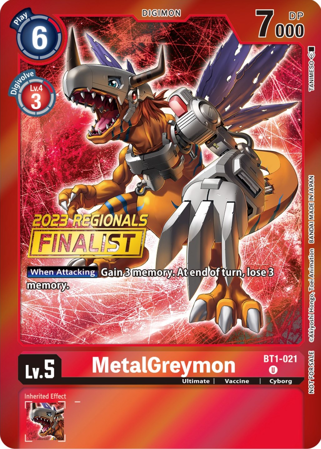 MetalGreymon [BT1-021] (2023 Regionals Finalist) [Release Special Booster Promos] | Card Merchant Takapuna