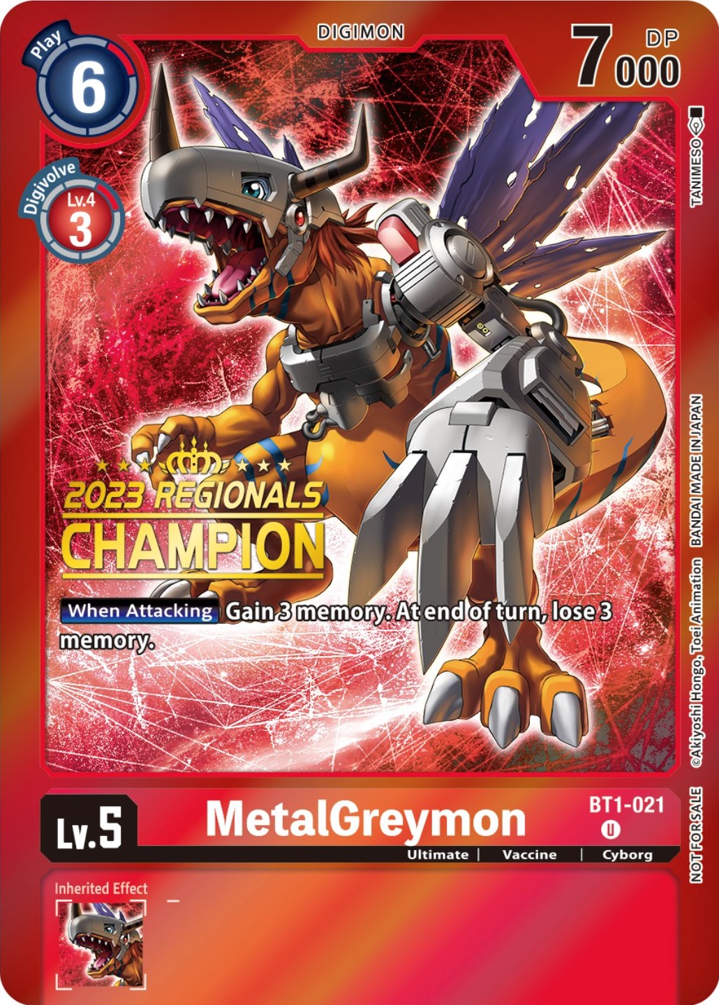 MetalGreymon [BT1-021] (2023 Regionals Champion) [Release Special Booster Promos] | Card Merchant Takapuna