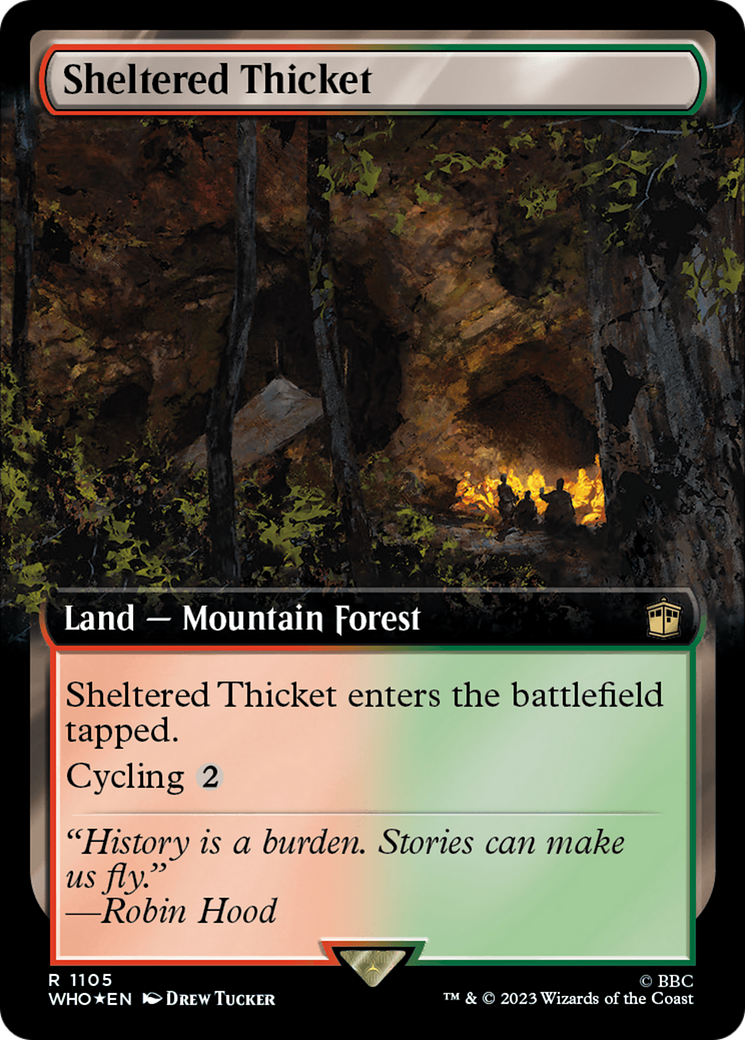 Sheltered Thicket (Extended Art) (Surge Foil) [Doctor Who] | Card Merchant Takapuna