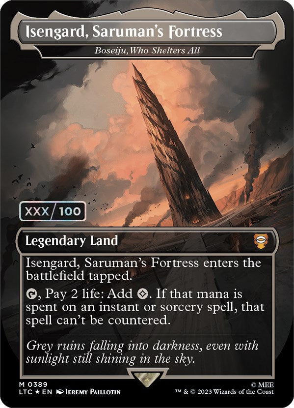 Isengard, Saruman's Fortress - Boseiju, Who Shelters All (Serialized) [The Lord of the Rings: Tales of Middle-Earth Commander] | Card Merchant Takapuna