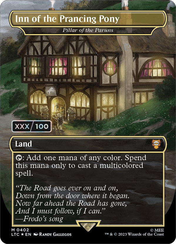 Inn of the Prancing Pony - Pillar of the Paruns (Borderless) (Serialized) [The Lord of the Rings: Tales of Middle-Earth Commander] | Card Merchant Takapuna