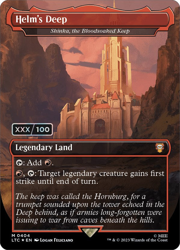 Helm's Deep - Shinka, the Bloodsoaked Keep (Serialized) [The Lord of the Rings: Tales of Middle-Earth Commander] | Card Merchant Takapuna