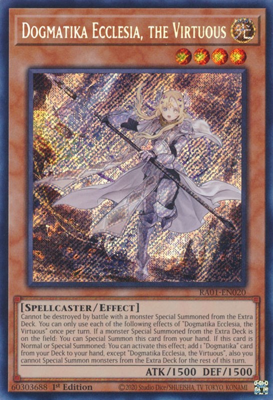 Dogmatika Ecclesia, the Virtuous [RA01-EN020] Secret Rare | Card Merchant Takapuna