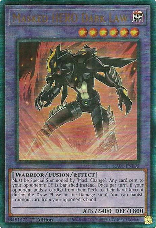Masked HERO Dark Law [RA01-EN025] Prismatic Ultimate Rare | Card Merchant Takapuna