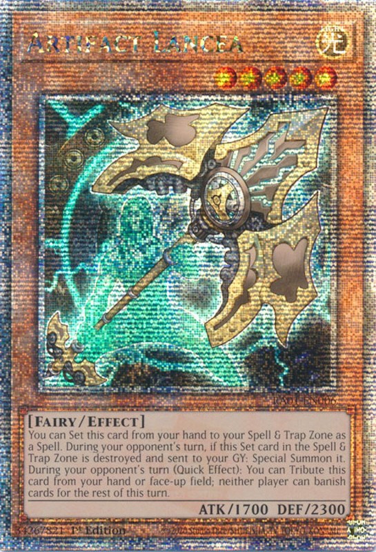 Artifact Lancea [RA01-EN006] Quarter Century Secret Rare | Card Merchant Takapuna