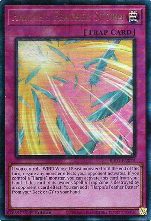 Harpie's Feather Storm [RA01-EN073] Prismatic Ultimate Rare | Card Merchant Takapuna